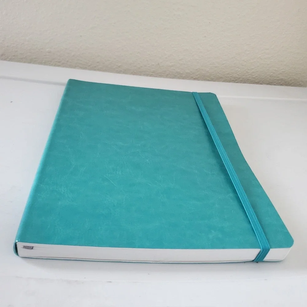 Paperage Lined Journal Notebook Teal Vegan Leather Hardcover 9.75 x 7.5